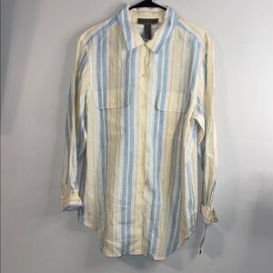 Jones Jeans Blue Yellow Button Down Shirt Size 1X #273
